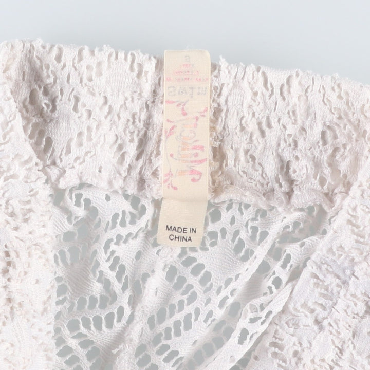 Miken Swim Cutwork Embroidery All-Over Lace Bootcut Flare Pants (Women's Size S) unclear white type Vintage Second Hand