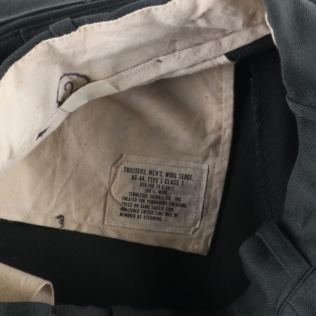 1970'S US Military Issue Service Trousers, Made in USA, W30 L32 (Men's W30 equivalent), Vintage. wool Khaki type sage green Vintage Second Hand