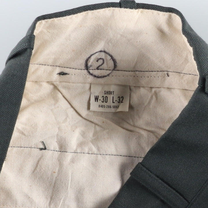 1970'S US Military Issue Service Trousers, Made in USA, W30 L32 (Men's W30 equivalent), Vintage. wool Khaki type sage green Vintage Second Hand