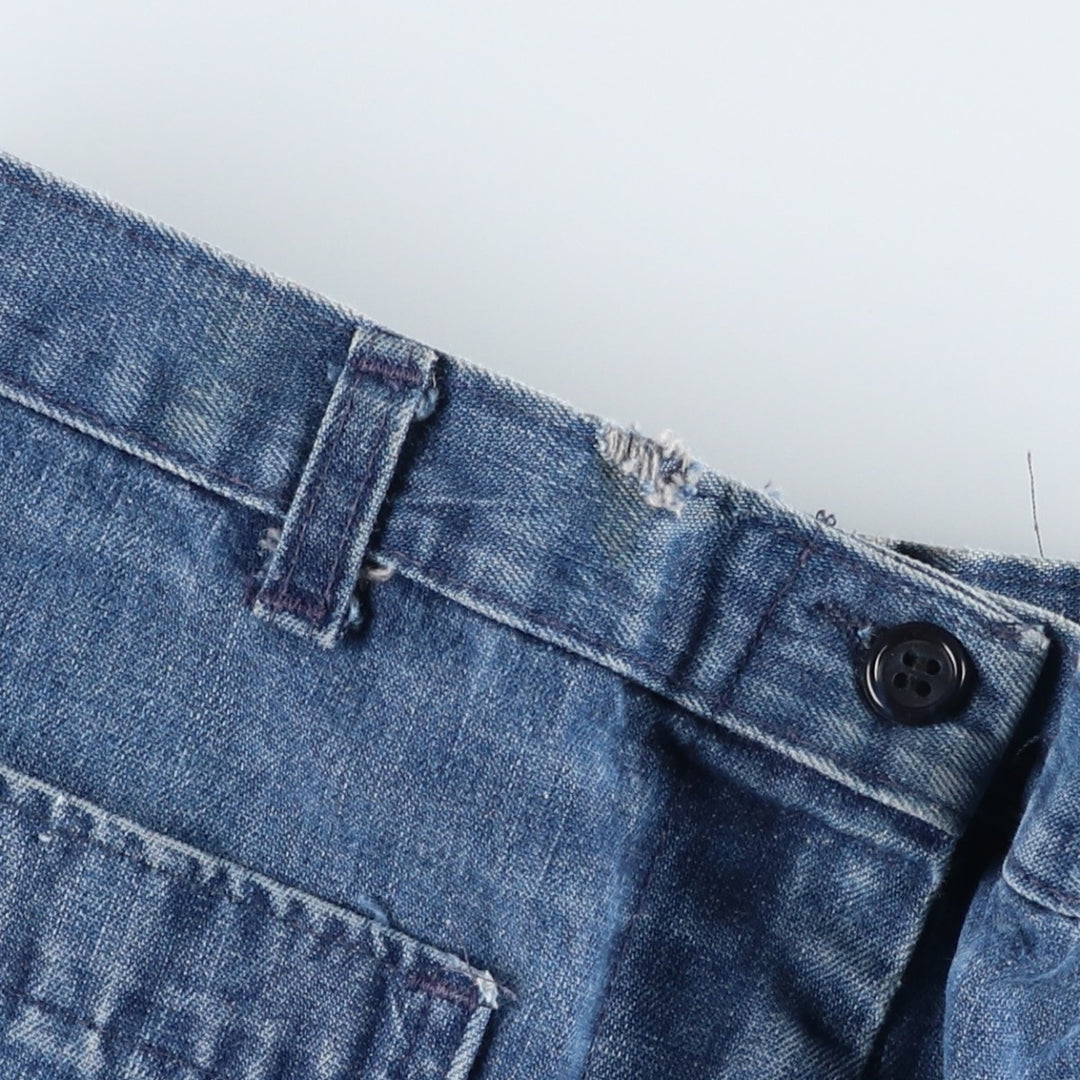 1990'S US Navy Military Issue Denim Sailor Pants, Flare Pants, Made in USA, Size 16L (Women's L/W28 equivalent), Vintage unclear blue type Vintage Second Hand