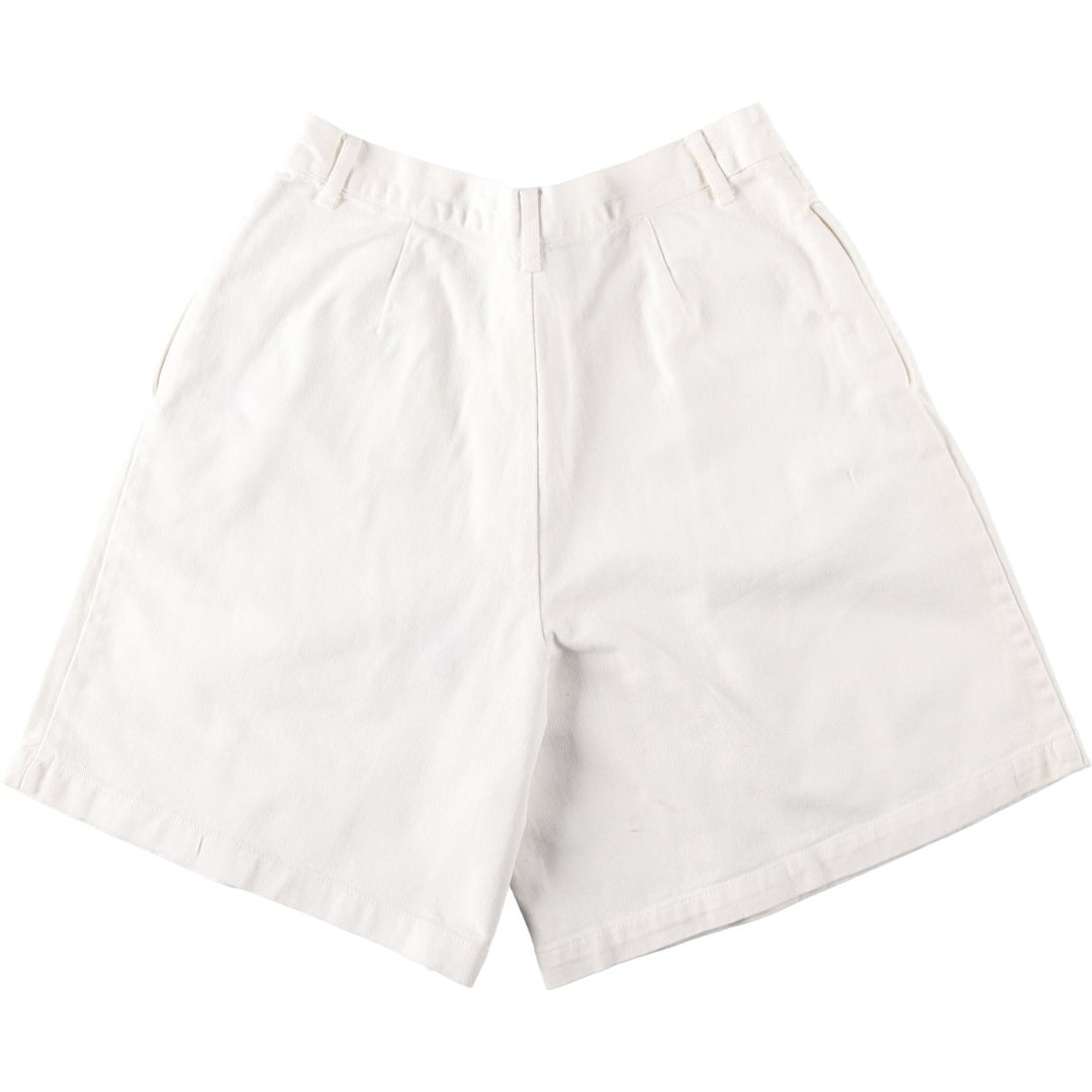 80s-90'S Ralph Lauren Two-Pleat Chino Shorts, Made in USA, Women's Size L (W30 equivalent), Vintage cotton white type Vintage Second Hand