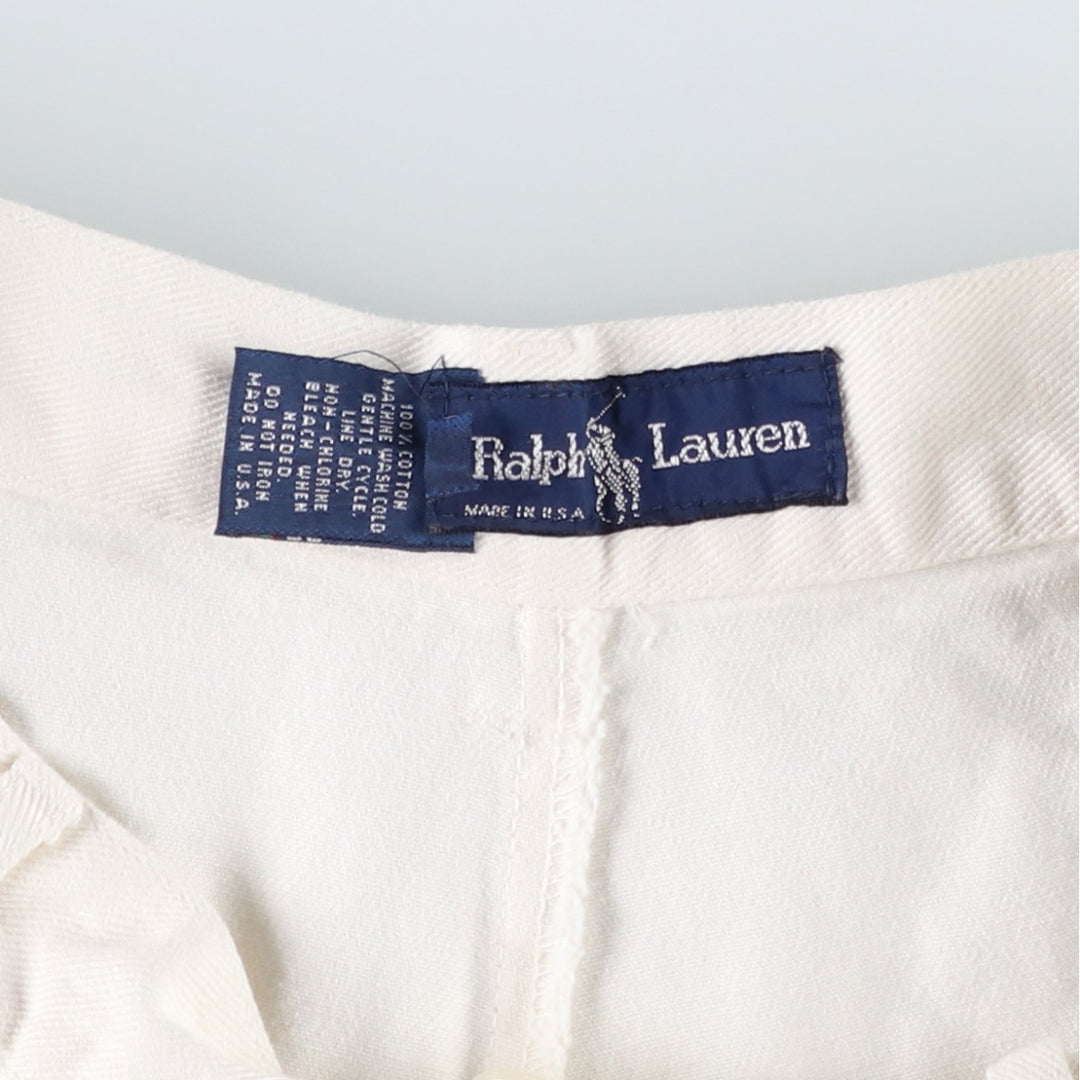80s-90'S Ralph Lauren Two-Pleat Chino Shorts, Made in USA, Women's Size L (W30 equivalent), Vintage cotton white type Vintage Second Hand
