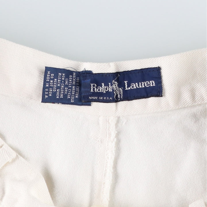 80s-90'S Ralph Lauren Two-Pleat Chino Shorts, Made in USA, Women's Size L (W30 equivalent), Vintage cotton white type Vintage Second Hand