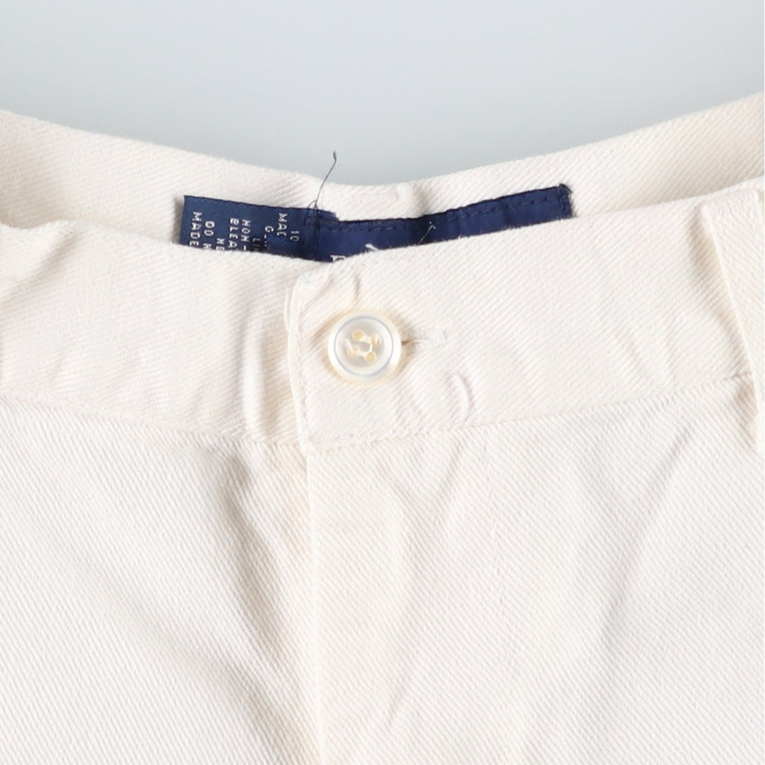 80s-90'S Ralph Lauren Two-Pleat Chino Shorts, Made in USA, Women's Size L (W30 equivalent), Vintage cotton white type Vintage Second Hand