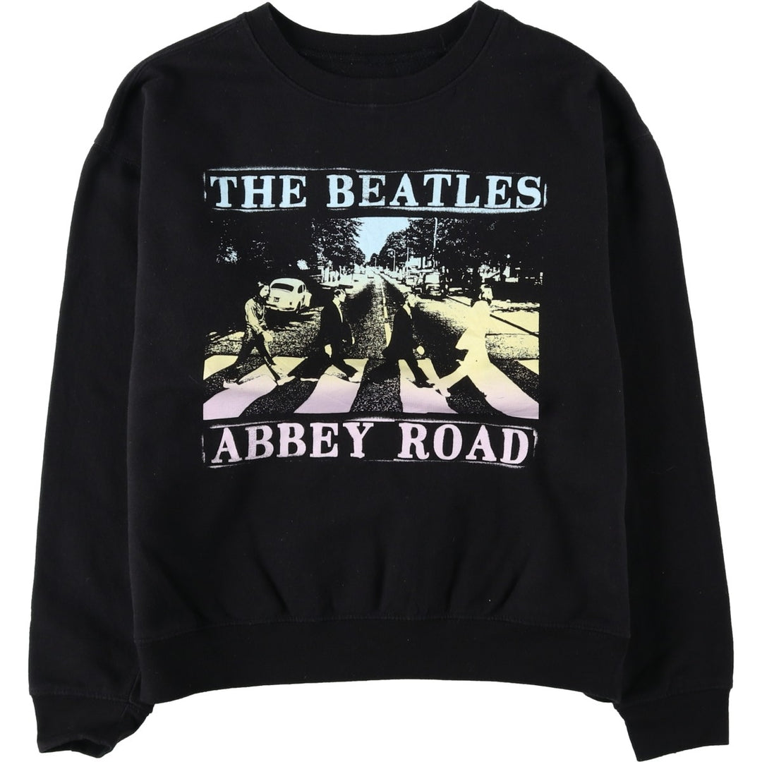 THE BEATLES band sweatshirt, women's size M cotton black type Vintage Second Hand