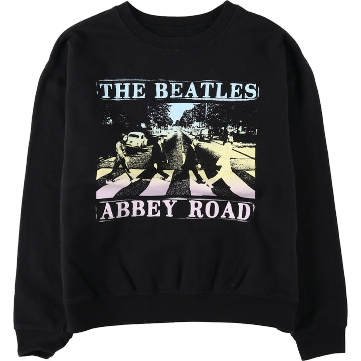 THE BEATLES band sweatshirt, women's size M cotton black type Vintage Second Hand