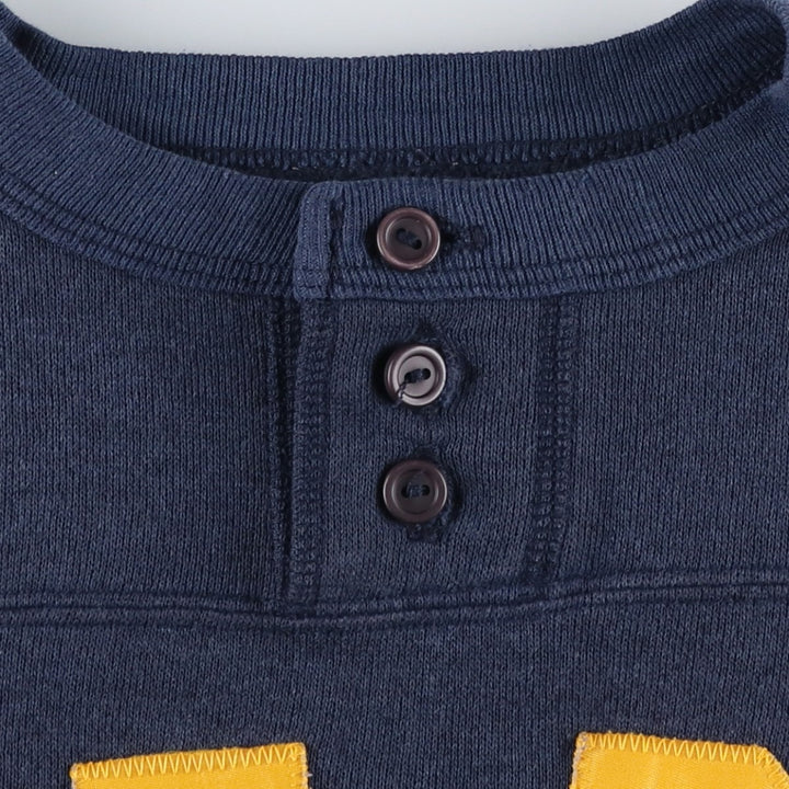 NOTRE DAME University of Notre Dame Henley Neck College Sweatshirt (Women's XL equivalent) unclear navy blue type Vintage Second Hand