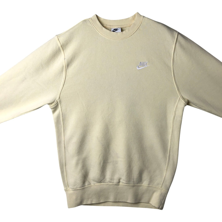 Nike One Point Logo Sweatshirt Trainer Men's XS cotton lemon yellow Vintage Second Hand