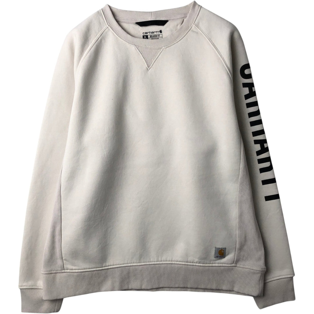 Carhartt Relaxed Fit Logo Sweatshirt (Women's Size XL) cotton ivory Vintage Second Hand