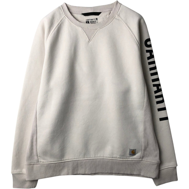 Carhartt Relaxed Fit Logo Sweatshirt (Women's Size XL) cotton ivory Vintage Second Hand