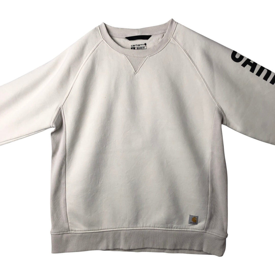 Carhartt Relaxed Fit Logo Sweatshirt (Women's Size XL) cotton ivory Vintage Second Hand