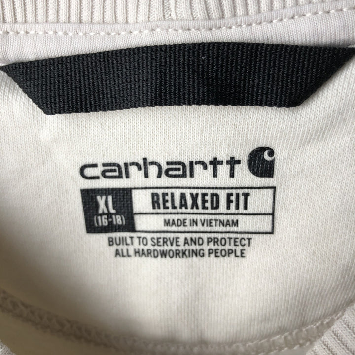Carhartt Relaxed Fit Logo Sweatshirt (Women's Size XL) cotton ivory Vintage Second Hand