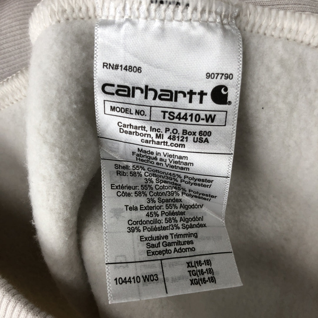 Carhartt Relaxed Fit Logo Sweatshirt (Women's Size XL) cotton ivory Vintage Second Hand