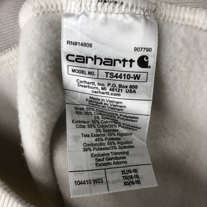 Carhartt Relaxed Fit Logo Sweatshirt (Women's Size XL) cotton ivory Vintage Second Hand