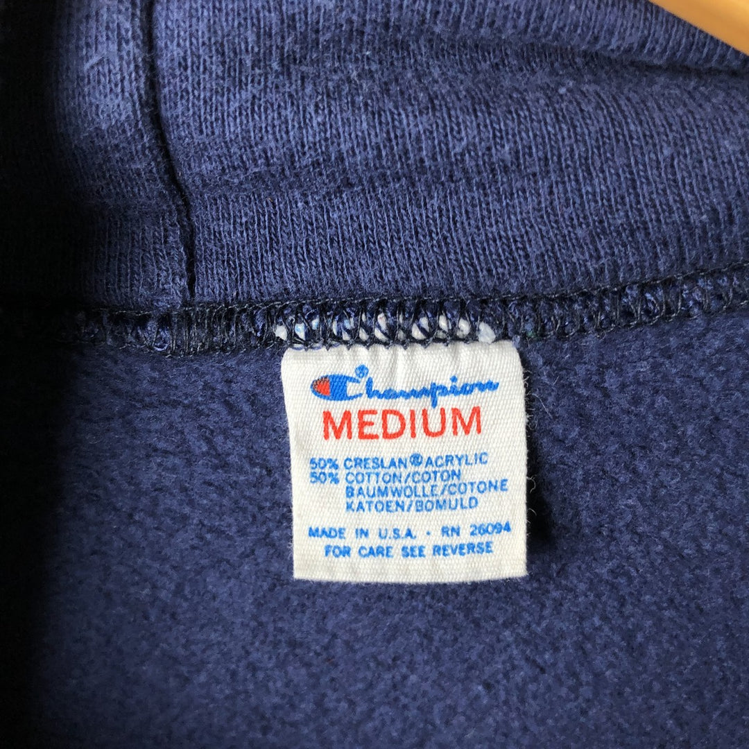 80'S Champion Tricolor Tag Triple Print College Sweatshirt Pullover Hoodie, Made in USA, Women's Size M (approx.) acrylic navy blue type Vintage Second Hand