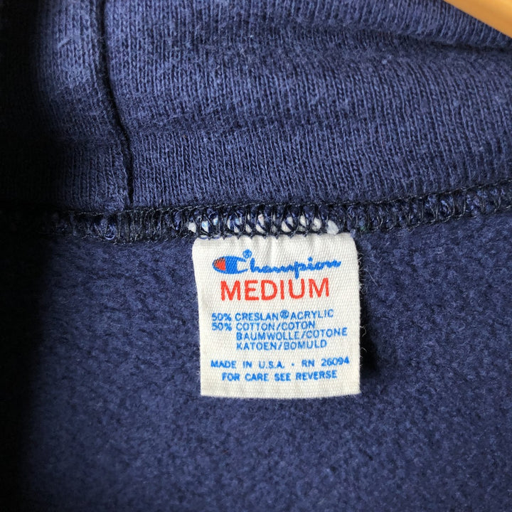 80'S Champion Tricolor Tag Triple Print College Sweatshirt Pullover Hoodie, Made in USA, Women's Size M (approx.) acrylic navy blue type Vintage Second Hand
