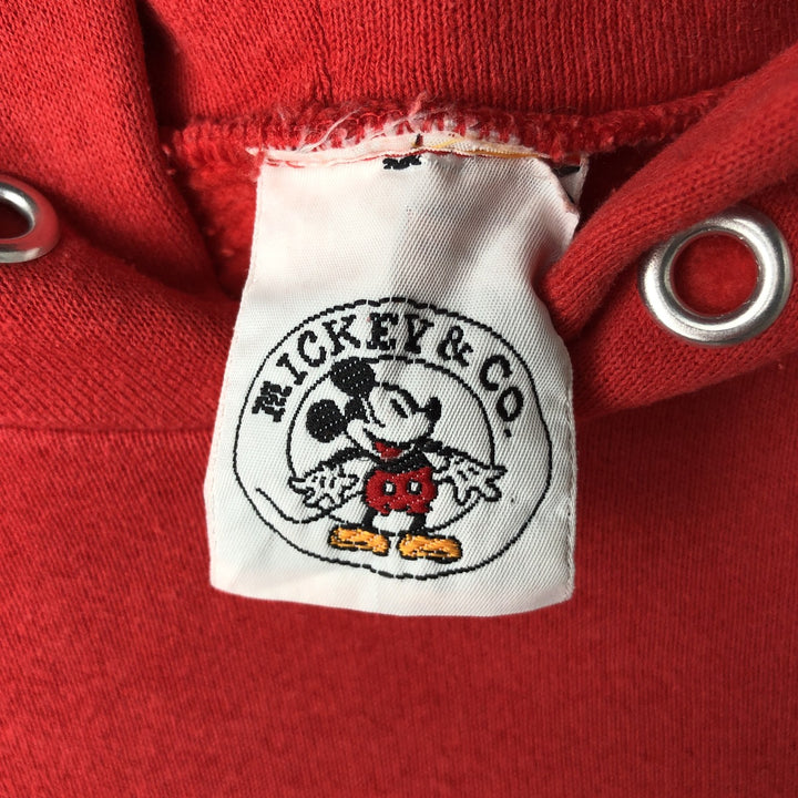 90'S MICKEY AND CO. Disney Mickey Mouse Character Sweatshirt Pullover Hoodie, Women's Size L (approx.) unclear red type Vintage Second Hand