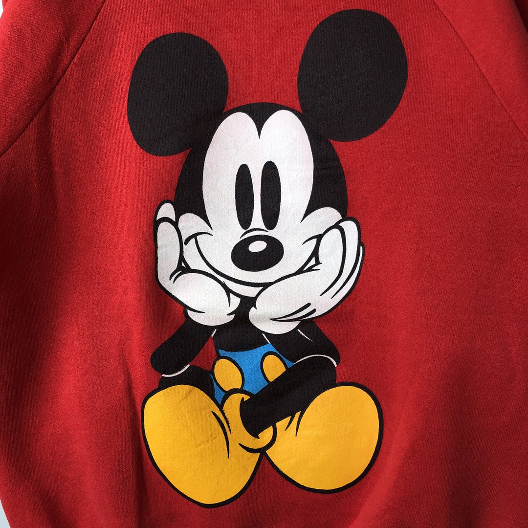 90'S MICKEY AND CO. Disney Mickey Mouse Character Sweatshirt Pullover Hoodie, Women's Size L (approx.) unclear red type Vintage Second Hand