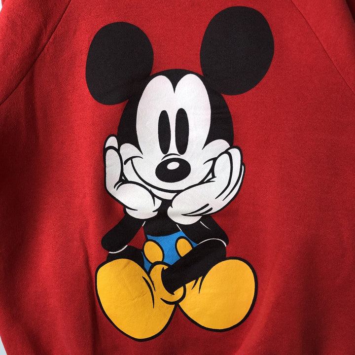 90'S MICKEY AND CO. Disney Mickey Mouse Character Sweatshirt Pullover Hoodie, Women's Size L (approx.) unclear red type Vintage Second Hand