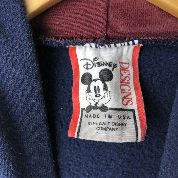 90'S Disney Mickey Mouse Character Sweatshirt Pullover Hoodie, Made in USA, Women's Size L (Equivalent), Vintage unclear navy blue type Vintage Second Hand