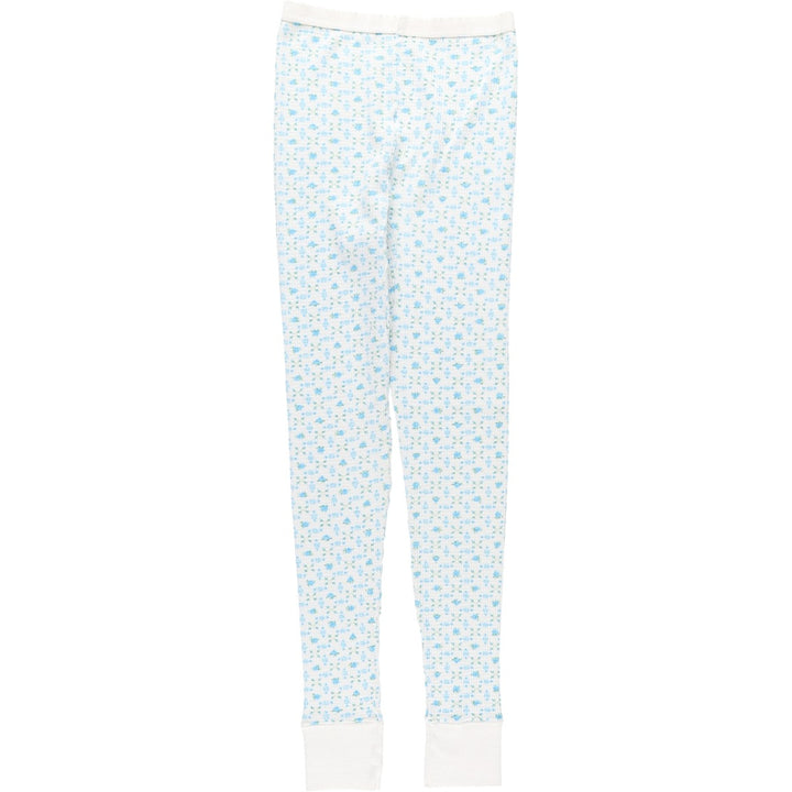 Botanical Pattern Waffle Thermal Leggings Pants (Women's Size M) cotton white type Vintage Second Hand