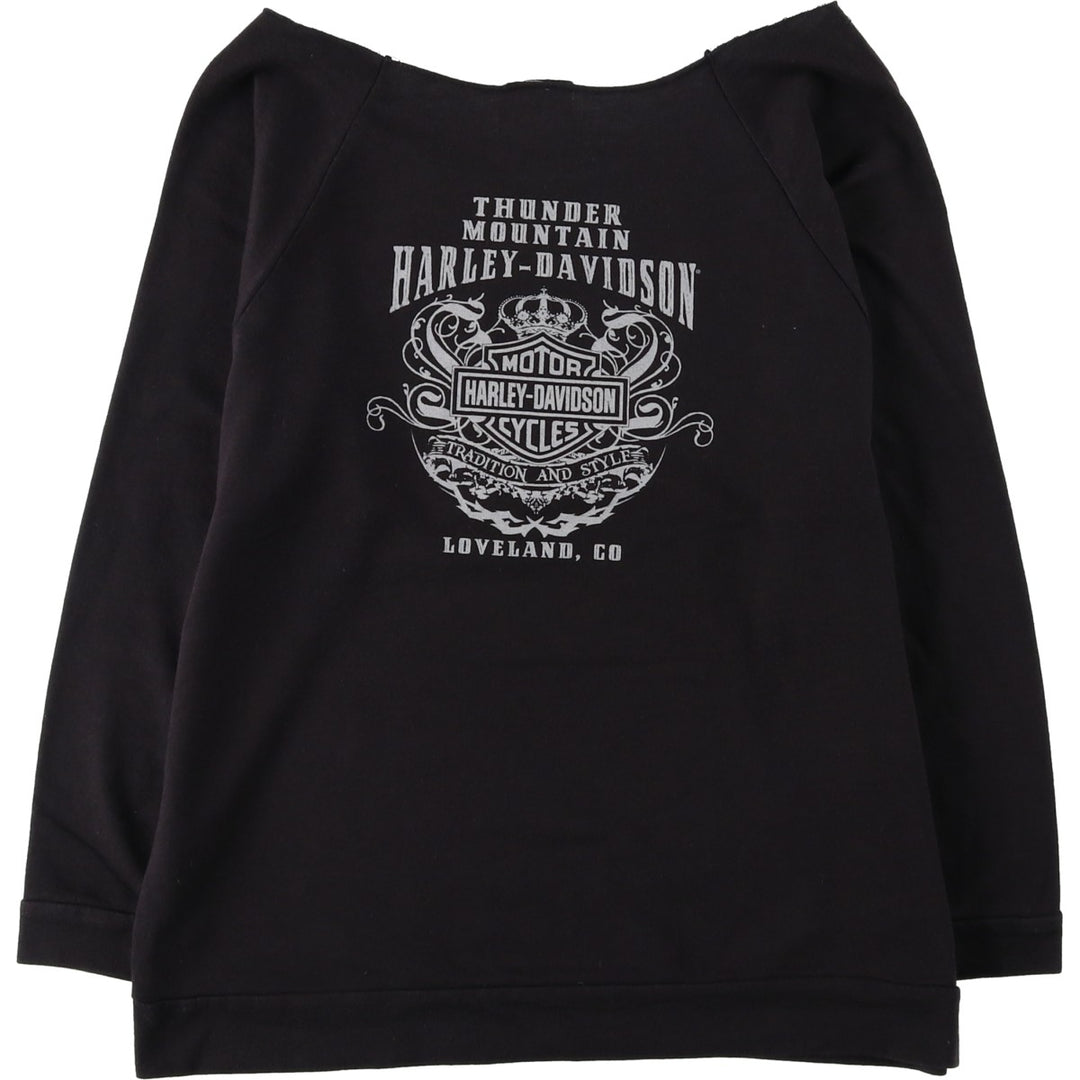 Harley-Davidson Cut-Off Motorcycle Long-Sleeve T-Shirt (Women's Size L) unclear black type Vintage Second Hand