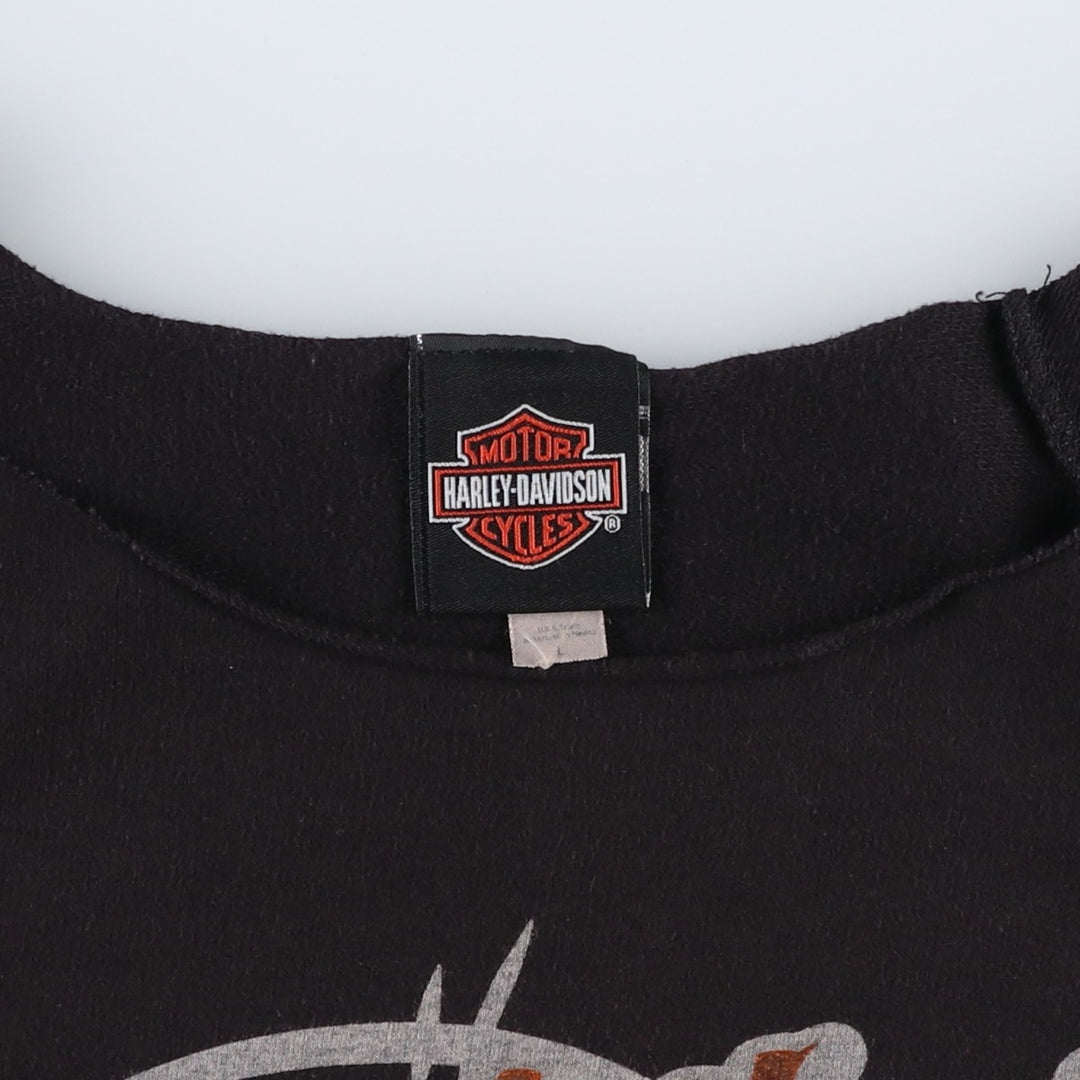 Harley-Davidson Cut-Off Motorcycle Long-Sleeve T-Shirt (Women's Size L) unclear black type Vintage Second Hand