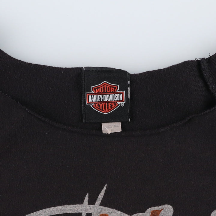 Harley-Davidson Cut-Off Motorcycle Long-Sleeve T-Shirt (Women's Size L) unclear black type Vintage Second Hand
