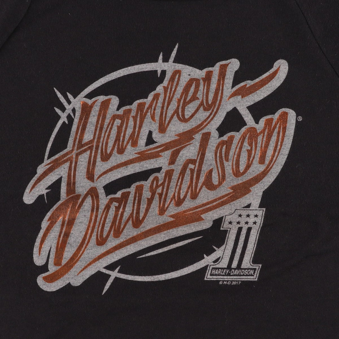 Harley-Davidson Cut-Off Motorcycle Long-Sleeve T-Shirt (Women's Size L) unclear black type Vintage Second Hand