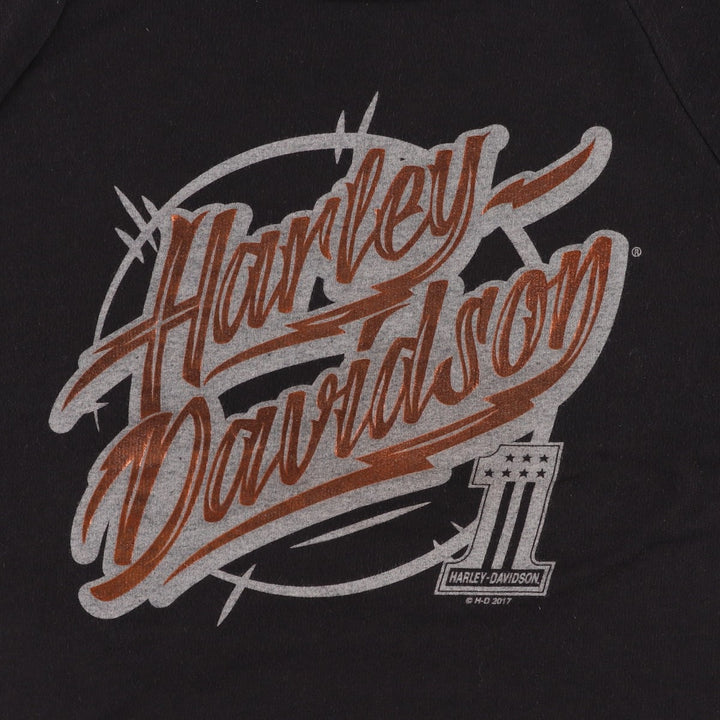 Harley-Davidson Cut-Off Motorcycle Long-Sleeve T-Shirt (Women's Size L) unclear black type Vintage Second Hand