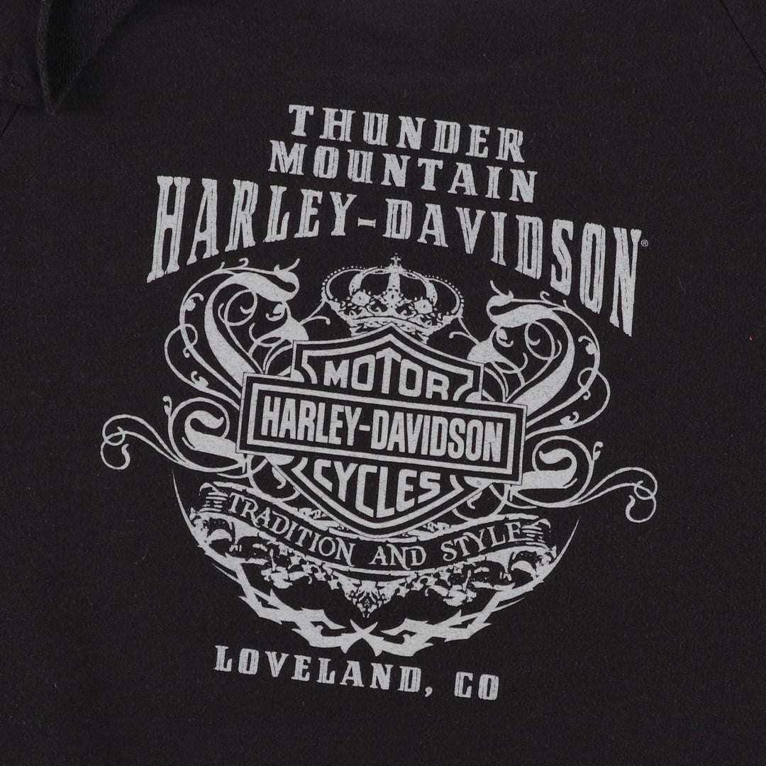Harley-Davidson Cut-Off Motorcycle Long-Sleeve T-Shirt (Women's Size L) unclear black type Vintage Second Hand