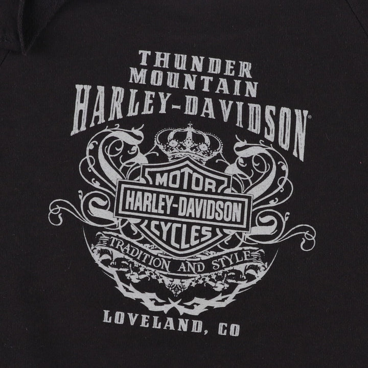 Harley-Davidson Cut-Off Motorcycle Long-Sleeve T-Shirt (Women's Size L) unclear black type Vintage Second Hand