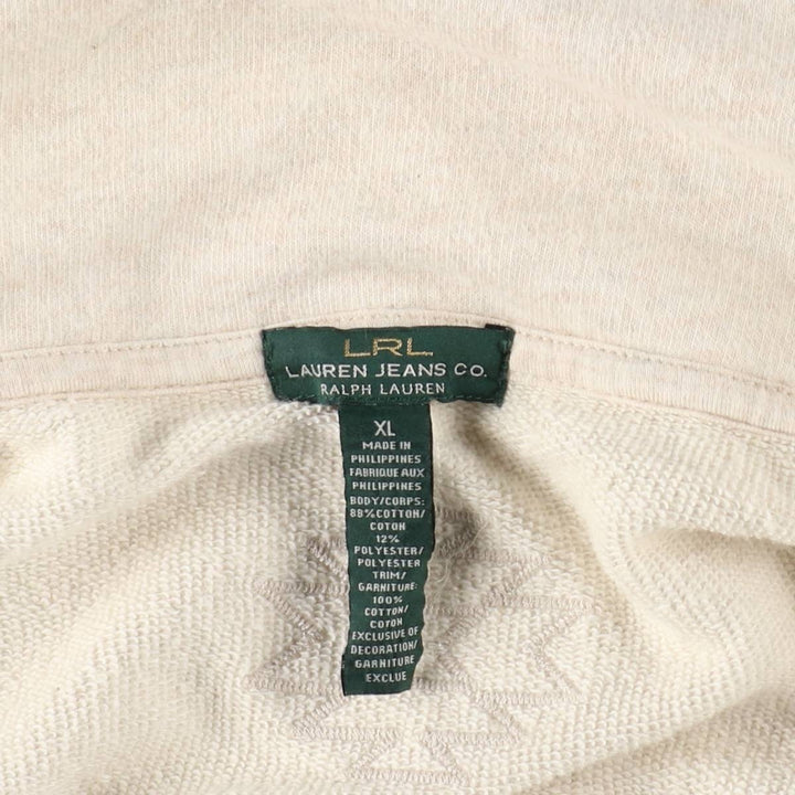 Ralph Lauren LRL LAUREN JEANS COMPANY Native Pattern Shawl Collar Knit Jacket, Women's Size XL (approx.) cotton ivory Vintage Second Hand
