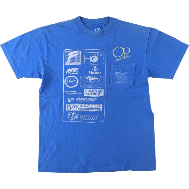 80'S Ocean Pacific Blue Tag Surf Skate T-Shirt, Made in USA, Women's Size L (Equivalent), Vintage cotton blue type Vintage Second Hand