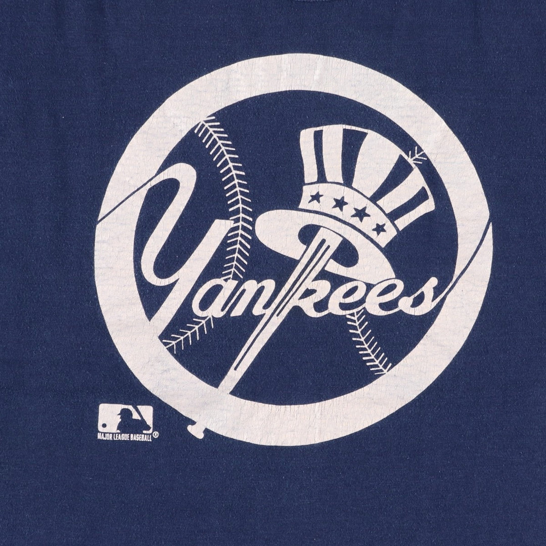 MLB NEW YORK YANKEES sports print T-shirt, women's size L (approx.), vintage. cotton navy blue type Vintage Second Hand
