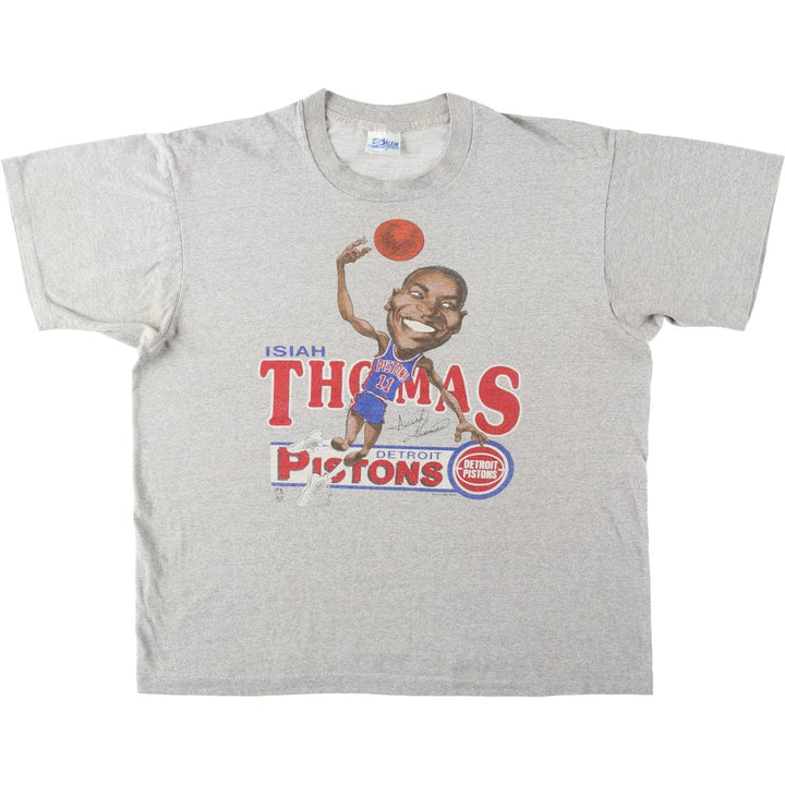 80s-90'S SALEM SPORTSWEAR NBA Detroit Pistons sports print T-shirt, Made in USA, Women's XL equivalent, Vintage cotton gray type Vintage Second Hand