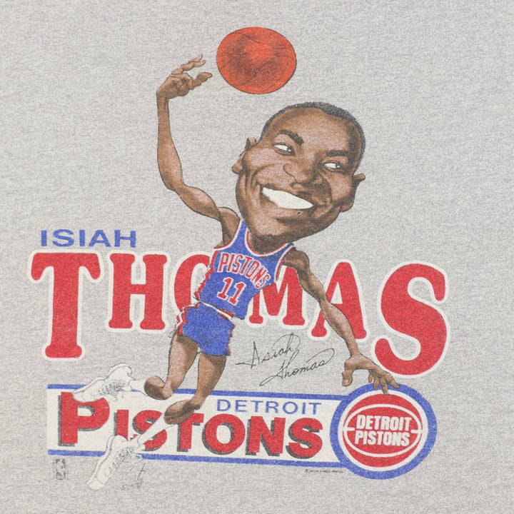 80s-90'S SALEM SPORTSWEAR NBA Detroit Pistons sports print T-shirt, Made in USA, Women's XL equivalent, Vintage cotton gray type Vintage Second Hand