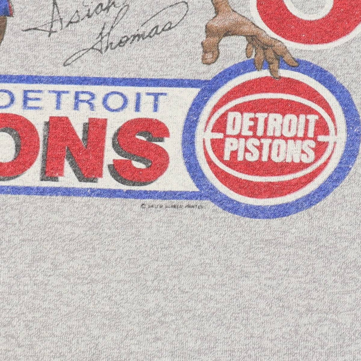 80s-90'S SALEM SPORTSWEAR NBA Detroit Pistons sports print T-shirt, Made in USA, Women's XL equivalent, Vintage cotton gray type Vintage Second Hand
