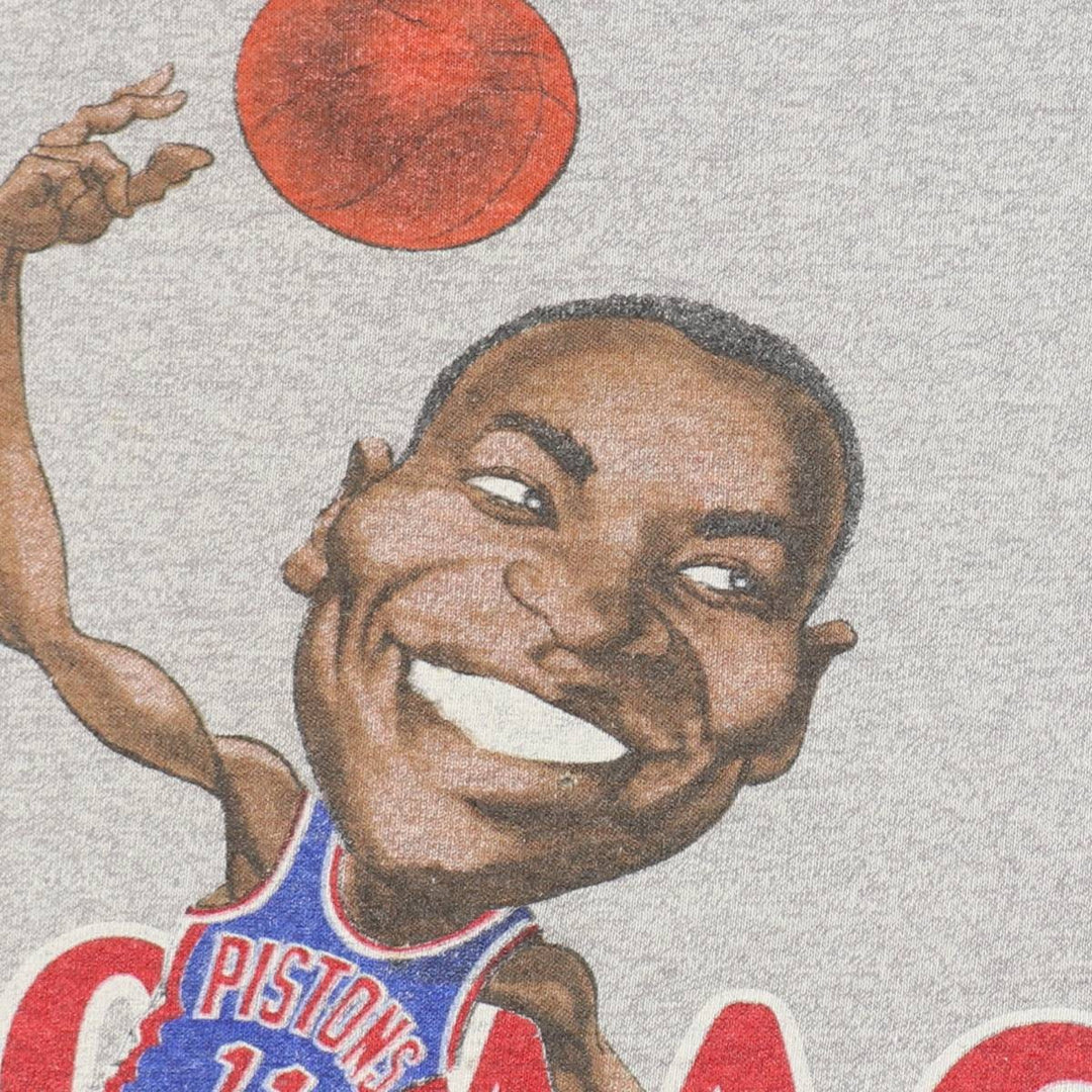 80s-90'S SALEM SPORTSWEAR NBA Detroit Pistons sports print T-shirt, Made in USA, Women's XL equivalent, Vintage cotton gray type Vintage Second Hand