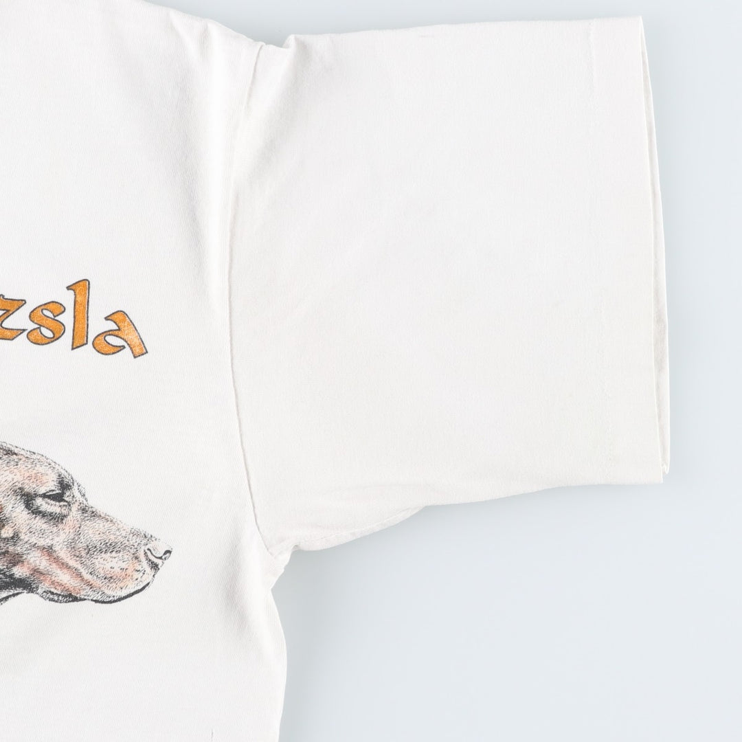 90'S Fruit of the Loom BEST VIZSLA Animal T-shirt with dog print, Made in USA, Women's size L equivalent, Vintage cotton white type Vintage Second Hand