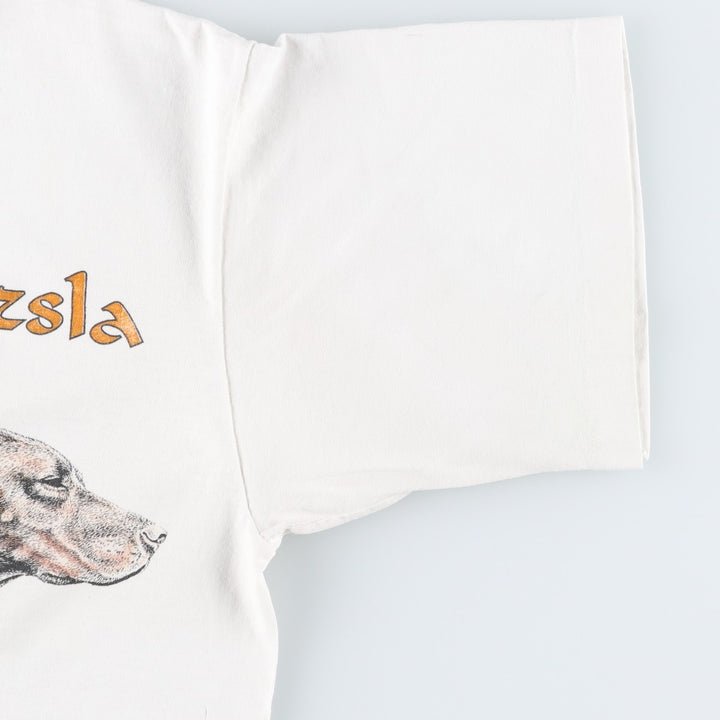 90'S Fruit of the Loom BEST VIZSLA Animal T-shirt with dog print, Made in USA, Women's size L equivalent, Vintage cotton white type Vintage Second Hand