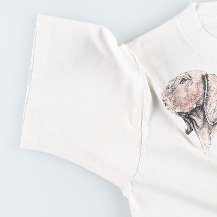 90'S Fruit of the Loom BEST VIZSLA Animal T-shirt with dog print, Made in USA, Women's size L equivalent, Vintage cotton white type Vintage Second Hand