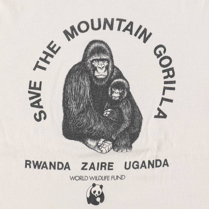 1980'S Hanes 100% Cotton Blue Tag Gorilla Pattern Animal T-Shirt, Made in USA, Women's Size M (approx.), Vintage cotton unbleached Vintage Second Hand
