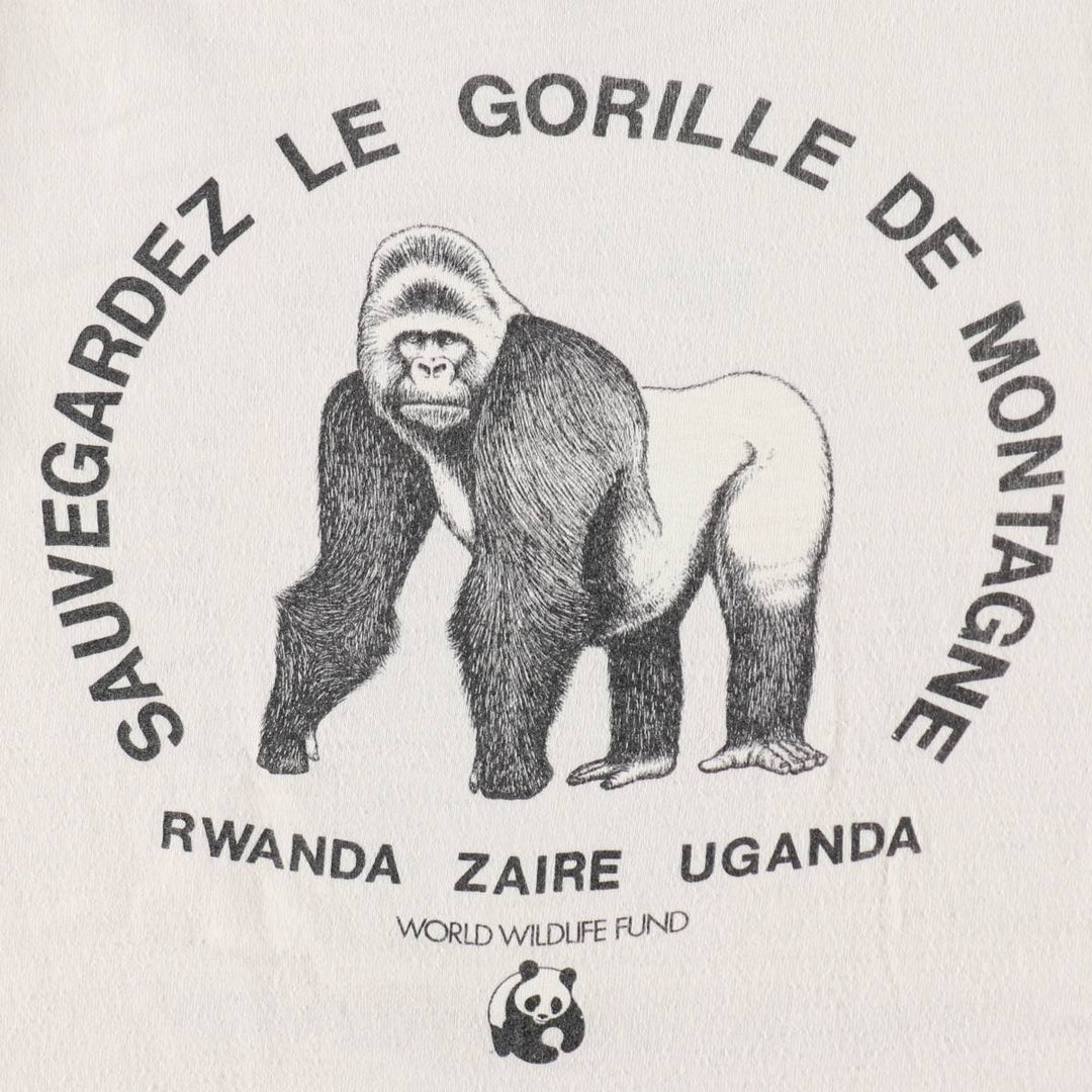 1980'S Hanes 100% Cotton Blue Tag Gorilla Pattern Animal T-Shirt, Made in USA, Women's Size M (approx.), Vintage cotton unbleached Vintage Second Hand