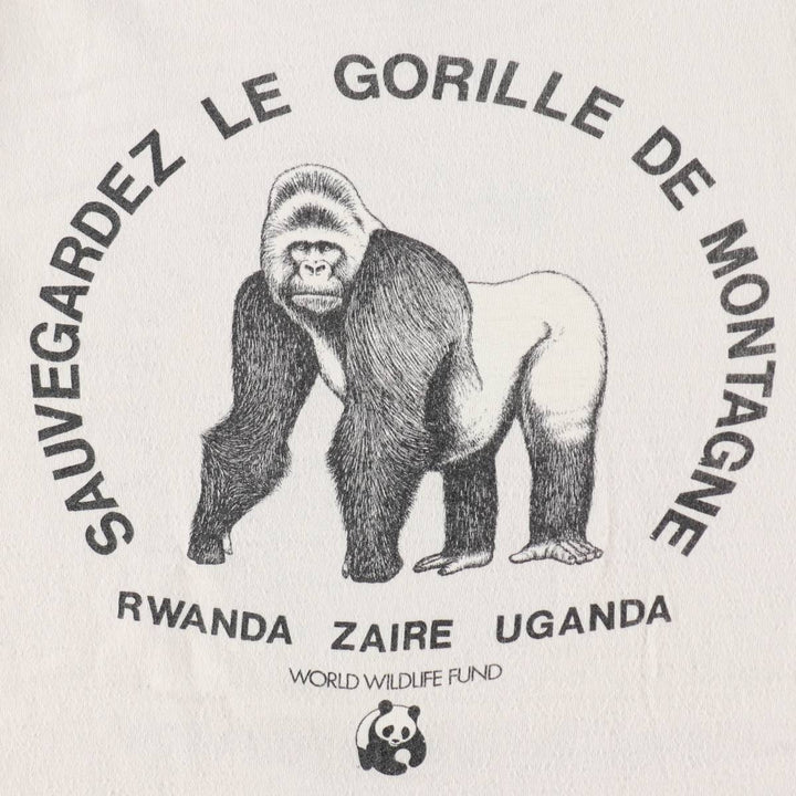 1980'S Hanes 100% Cotton Blue Tag Gorilla Pattern Animal T-Shirt, Made in USA, Women's Size M (approx.), Vintage cotton unbleached Vintage Second Hand