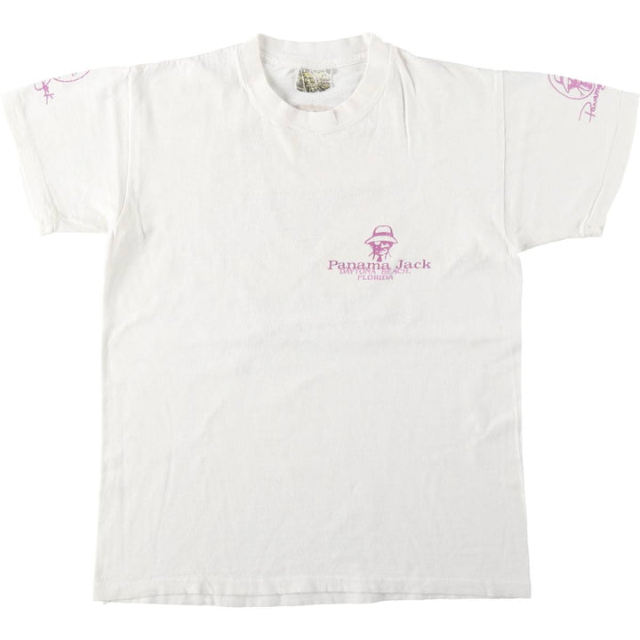 80'S Panama Jack print T-shirt, women's size M equivalent, vintage. cotton white type Vintage Second Hand