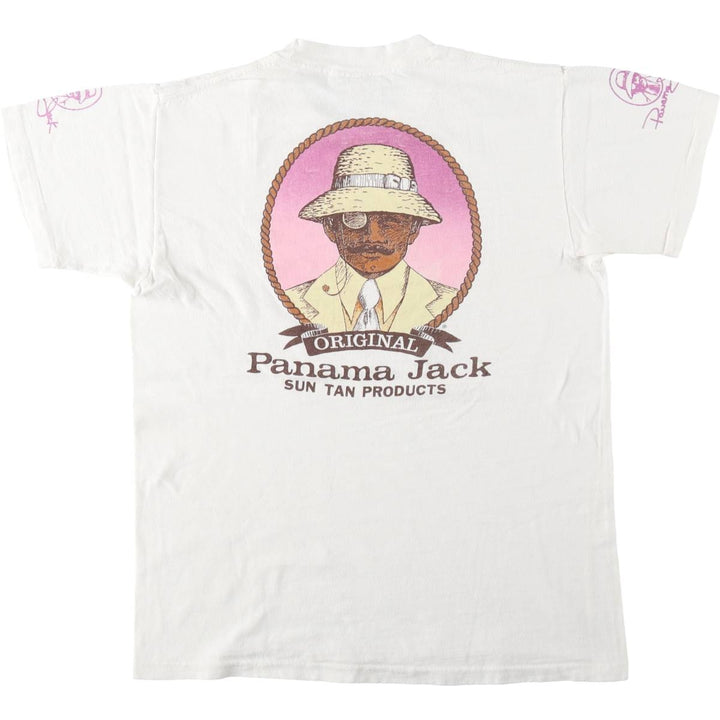 80'S Panama Jack print T-shirt, women's size M equivalent, vintage. cotton white type Vintage Second Hand
