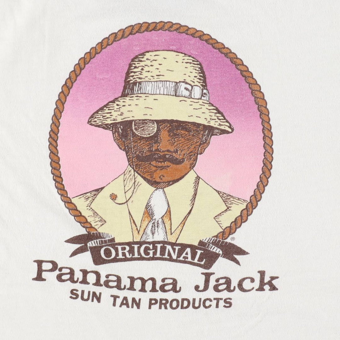 80'S Panama Jack print T-shirt, women's size M equivalent, vintage. cotton white type Vintage Second Hand