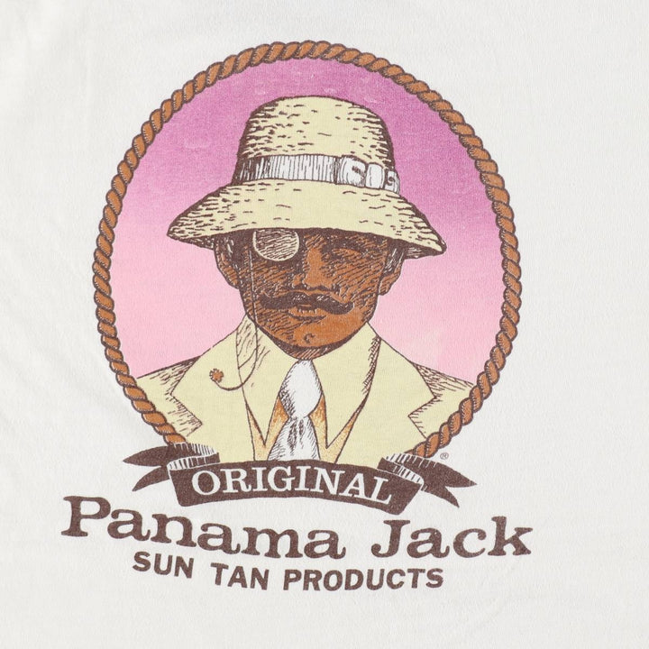 80'S Panama Jack print T-shirt, women's size M equivalent, vintage. cotton white type Vintage Second Hand