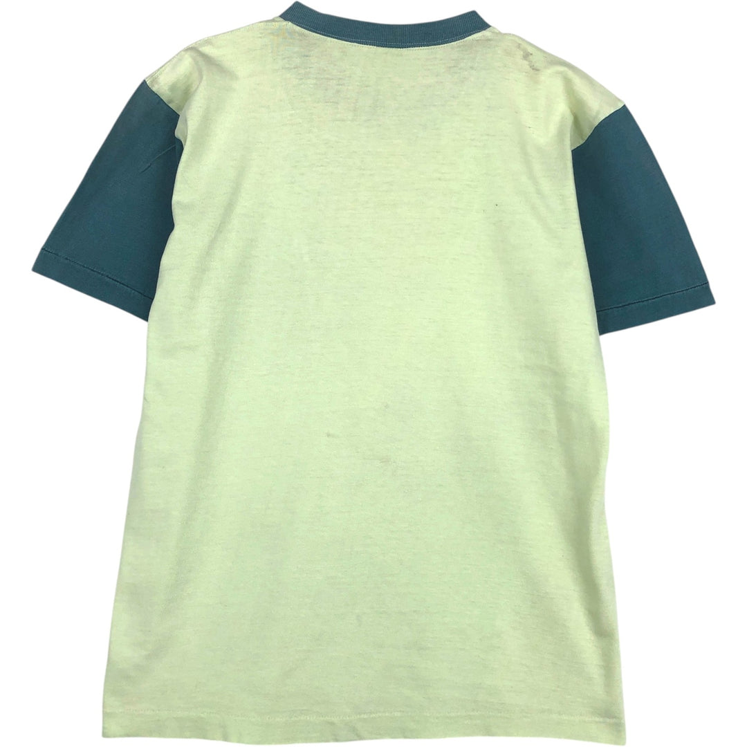 70'S Town Craft Two-Tone Print T-Shirt, Women's Size M (approx.), Vintage cotton green type yellow green Vintage Second Hand